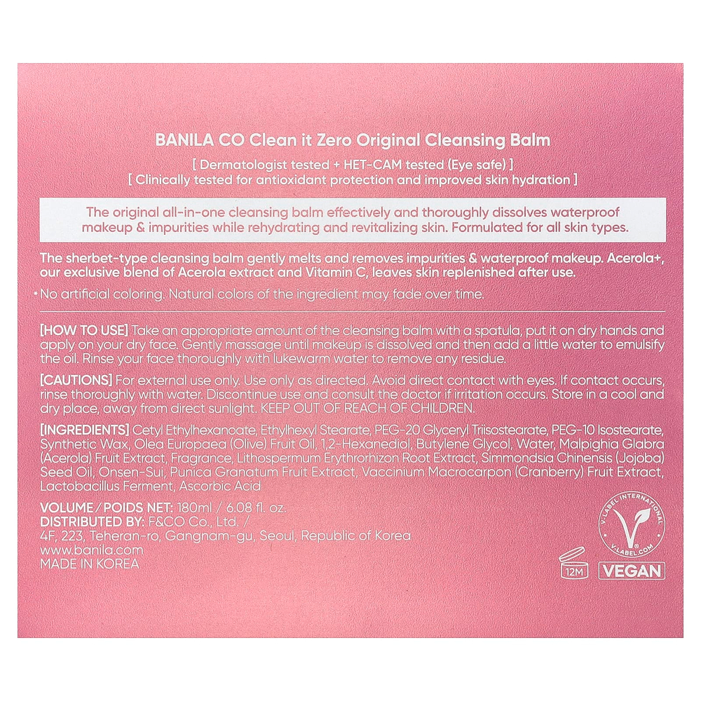 Banila Co, Clean It Zero, оригинальный очищающий бальзам, 180 мл (6,08 жидк. унции)