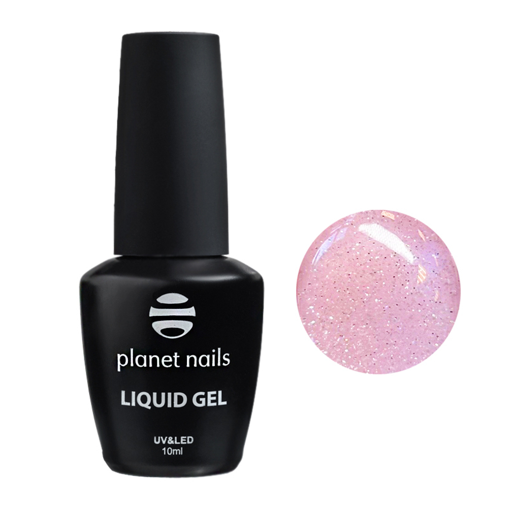 Planet Nails LIQUID GEL Pink Glitter 11362 моделирующий гель, 10 мл