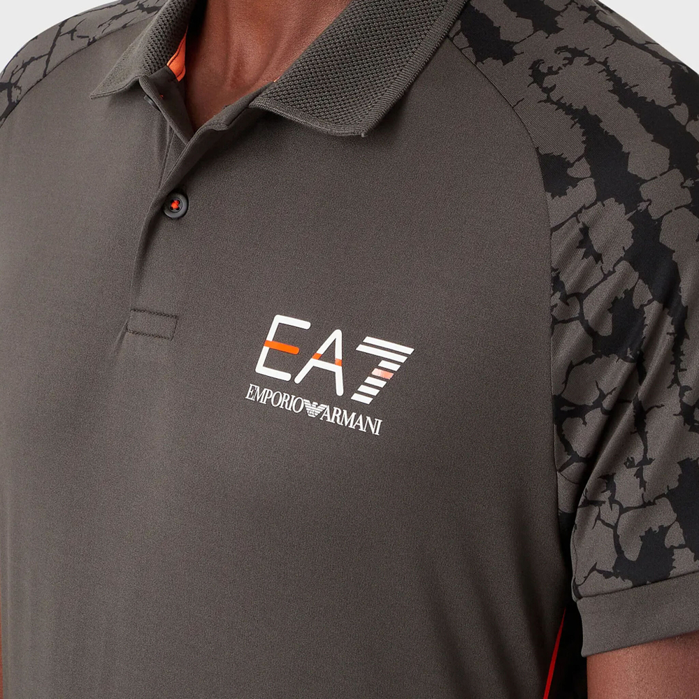 Мужское теннисное поло EA7 Polo Men - Anthracite, Orange