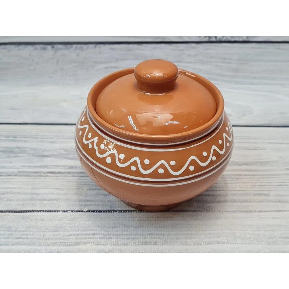 Горшочек 300 мл d 9 см h8 см с крышкой "Псковский" керамика ПГ [1]