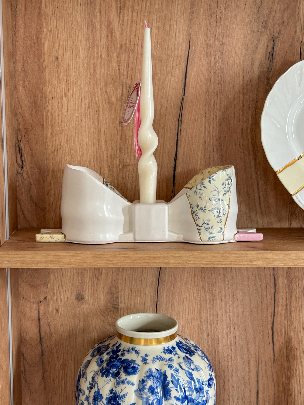 Гипсовый подсвечник Бант Kintsugi