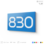 Номер на дверь 830, табличка на дверь для офиса, квартиры, кабинета, аудитории, склада, голубая 120х70 мм, Айдентика Технолоджи