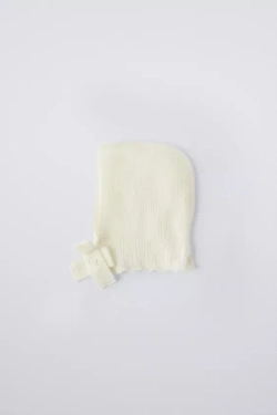 ZARA БАЛАКЛАВА ИЗ ВОЛНИСТОГО ТРИКОТАЖА С ПУГОВИЦЕЙ, ЦВЕТ ЛЬДА