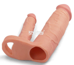 Телесная насадка для двойного проникновения Add 2 Pleasure X Tender Double Penis Sleeve - 20 см. (Цвет: телесный)