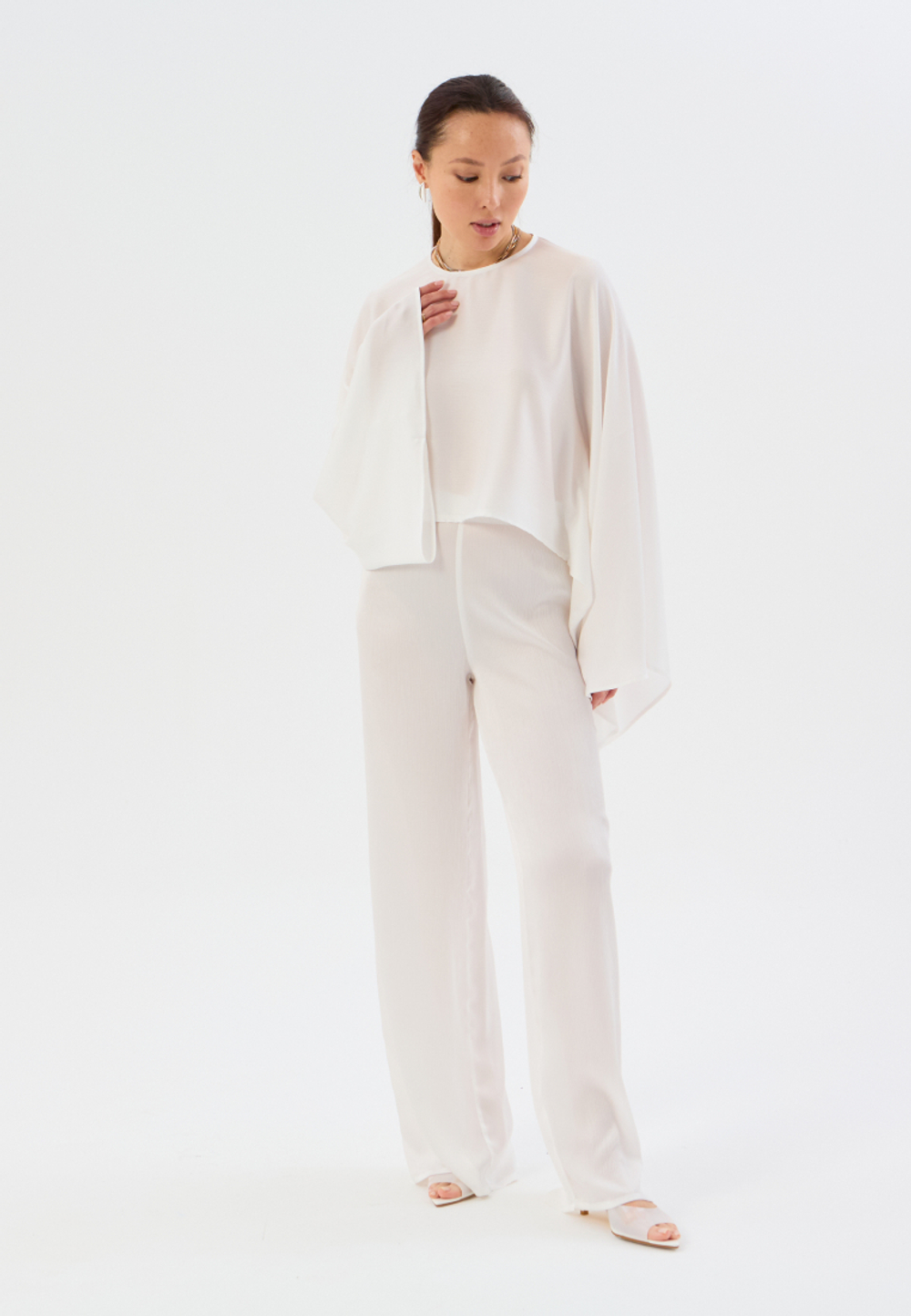 Брюки жатка летние на резинке белые