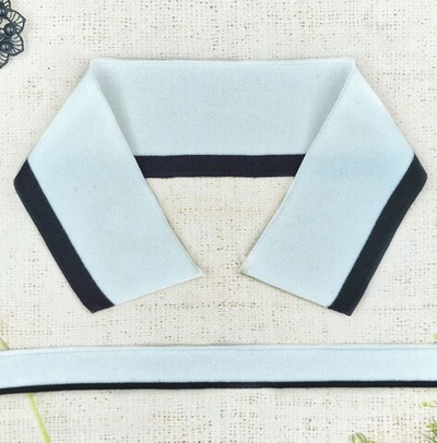 Комплект воротник ш. 7 см, д. 47 см + подвяз ш. 2,5 см, д. 134 см, белый с чёрным