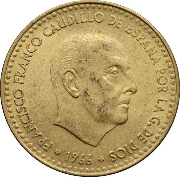 1 песета 1966 Испания XF