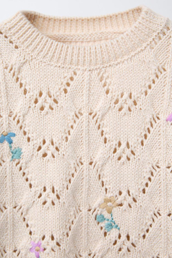 ZARA СВИТЕР С ЦВЕТАМИ, ЭКРЮ