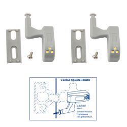 ULK-C02 23A GREY SET2 Светильник светодиодный пушлайт на петлю в кухонный шкаф. на батарейке 23A в-к. Набор из 2 шт. Серый. ТМ Uniel