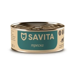 Savita полнорационный влажный корм для взрослых кошек и котят, с треской - 100 г