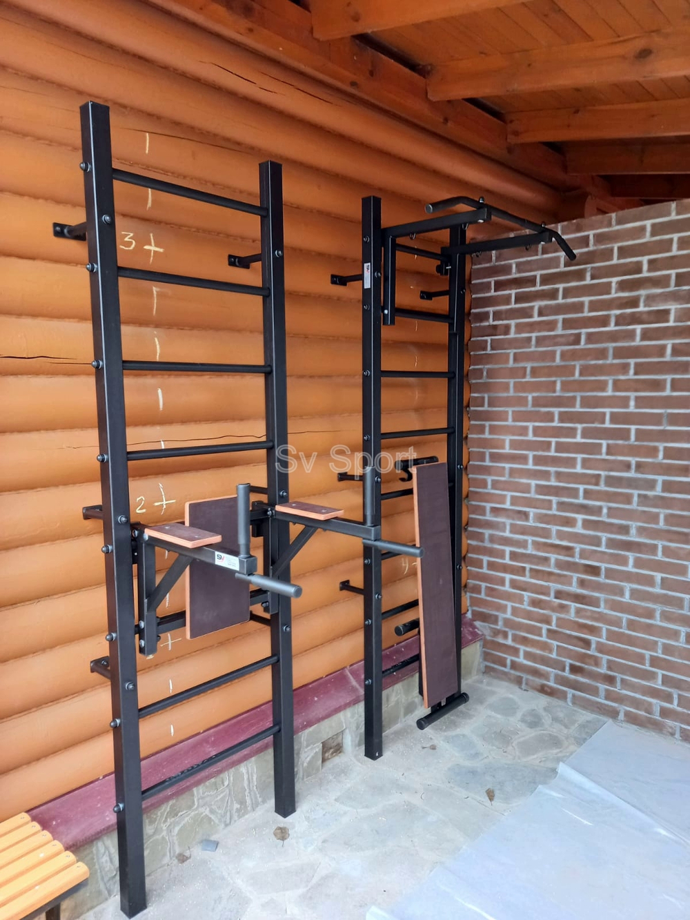 Монтаж уличной шведской стенки Sv Sport (2 вертикальных столба)