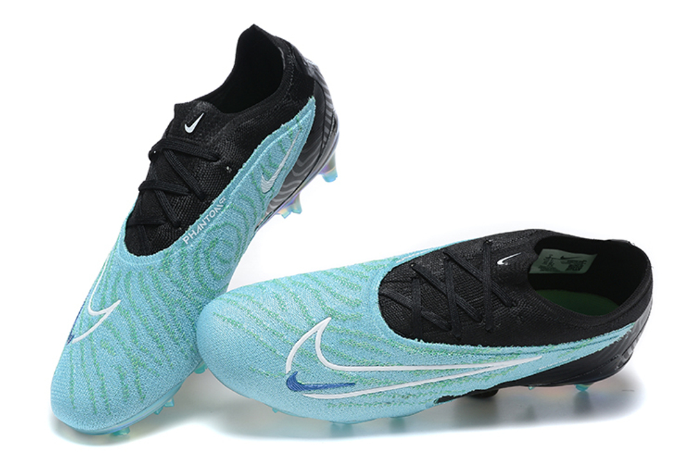 Бутсы Nike Phantom GX Elite FG (Черный+голубой)