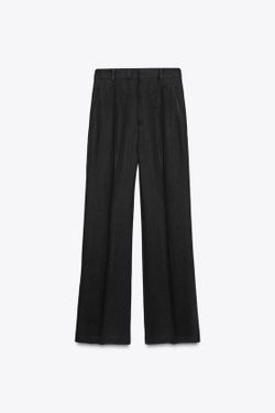 ZARA БРЮКИ ИЗ СМЕСОВОГО ЛЬНА С ПРЯЖКОЙ — ZW COLLECTION, ЧЕРНЫЙ