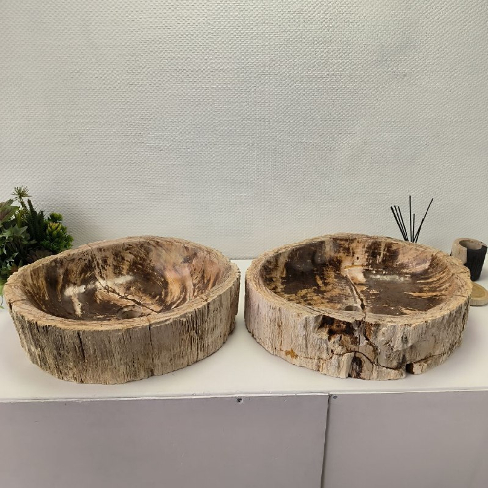 Раковина из окаменелого дерева ПАРА! OD-62099 57*46*16 2шт
