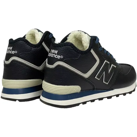 Кроссовки New Balance 574 High Leather Blue с мехом