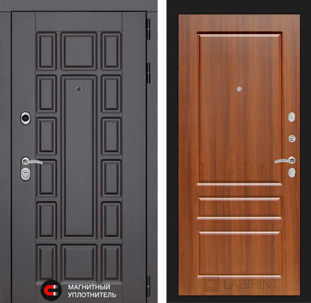Дверь входная Лабиринт Нью-Йорк 03 - Орех бренди металлическая
