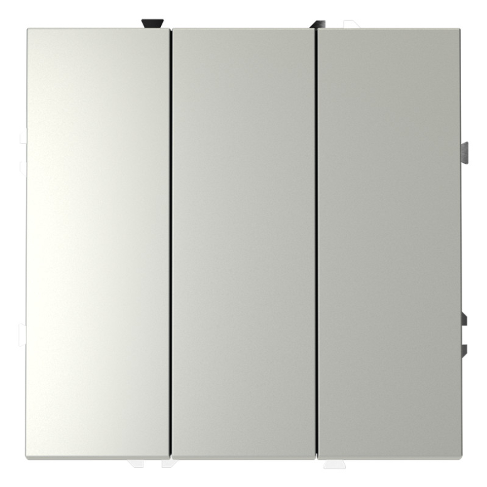 Выключатель встраиваемый VOLTUM S70 трехклавишный 10А, (сталь)