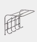 Вешалка настенная металлическая с полкой, усиленная, 6 крючков серая