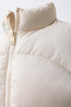 ZARA СТЕГАНЫЙ ЖИЛЕТ WATER REPELLENT, ЭКРЮ