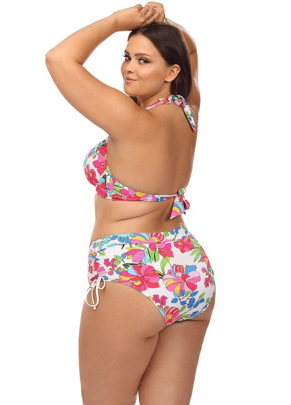 Купальник plus size с ярким цветочным принтом (Размер: 80F/40) (Цвет: разноцветный)