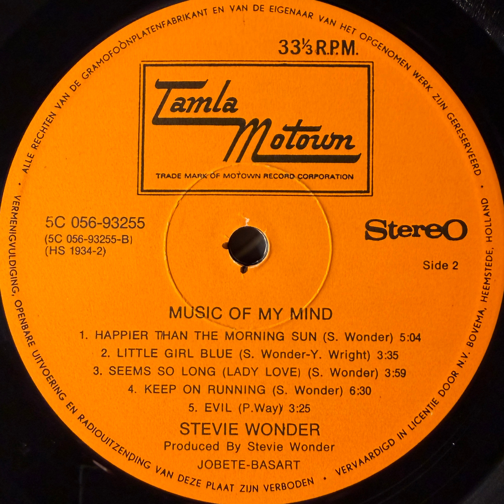 Stevie Wonder ‎– Music Of My Mind (Голландия 1972г.)