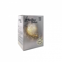 Светодиодная нить кластер 960 теплых белых ламп, 6 м., 8 режимов, зеленый провод, Christmas DeLuxe (87448)