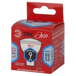 Лампочка светодиодная ЭРА RED LINE ECO LED MR16-9W-840-GU5.3 GU5.3 9 Вт софит нейтральный белый свет | Лампы cветодиодные Точечные (Софиты) (MR, PAR)