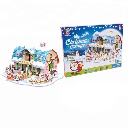 Новогодний 3D пазл "Дед мороз с оленями", 33 детали