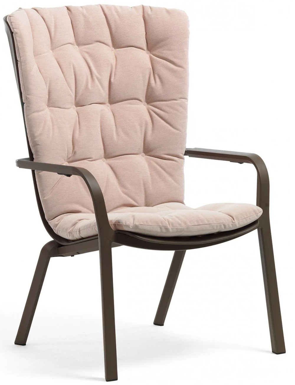 Лаунж-кресло пластиковое с подушкой Nardi Folio, табак, розовый