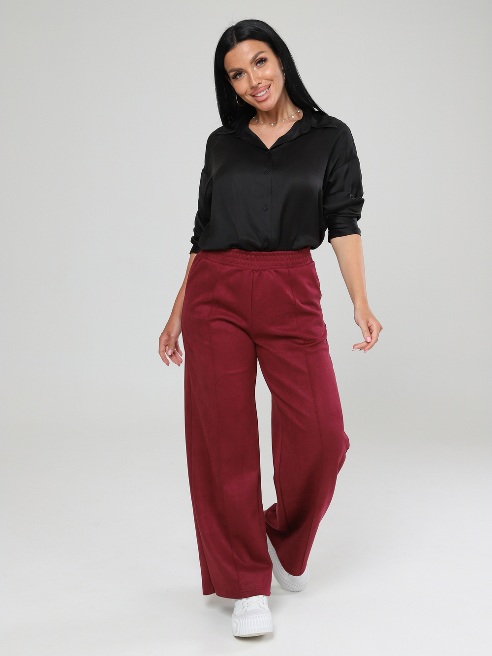 Брюки "Палаццо" замша бордо