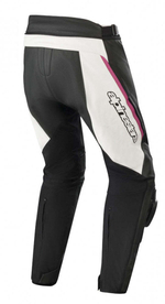 Мотобрюки женские кожаные ALPINESTARS STELLA MISSILE V2 LEATHER PANTS Черно-бело-розовые