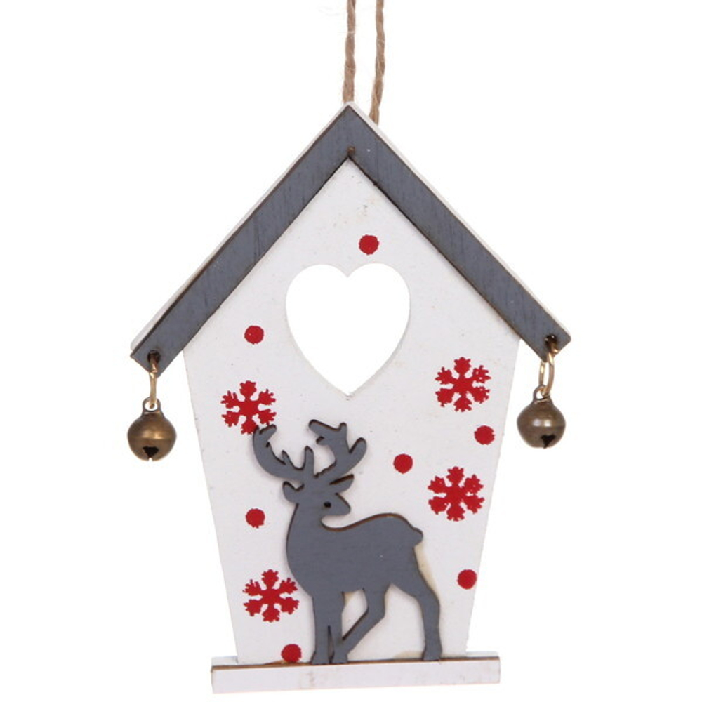 Подвеска «Волшебный домик» 12*8 см, Серый/белый