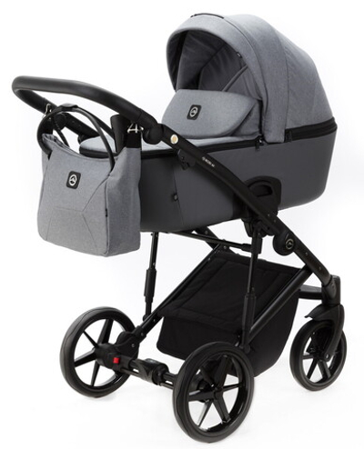 Детская коляска Adamex Mobi 2 в 1 M-PS113 (СЕРЫЙ+СЕРАЯ КОЖА)