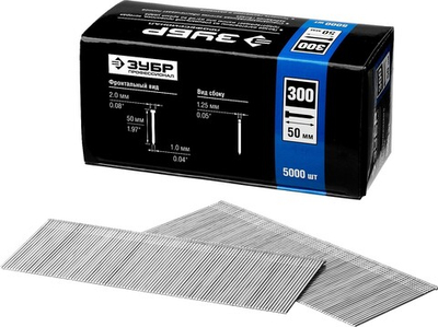 ЗУБР тип 18GA (47/300/F) 50 мм, 5000 шт, гвозди для нейлера, Профессионал (31830-50)