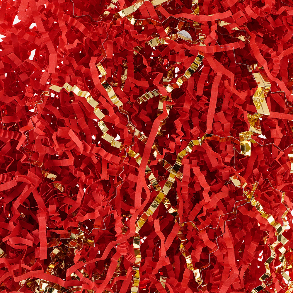 Наполнитель для коробок, красный/ золотой цвет, бумага/ фольга, 50 г