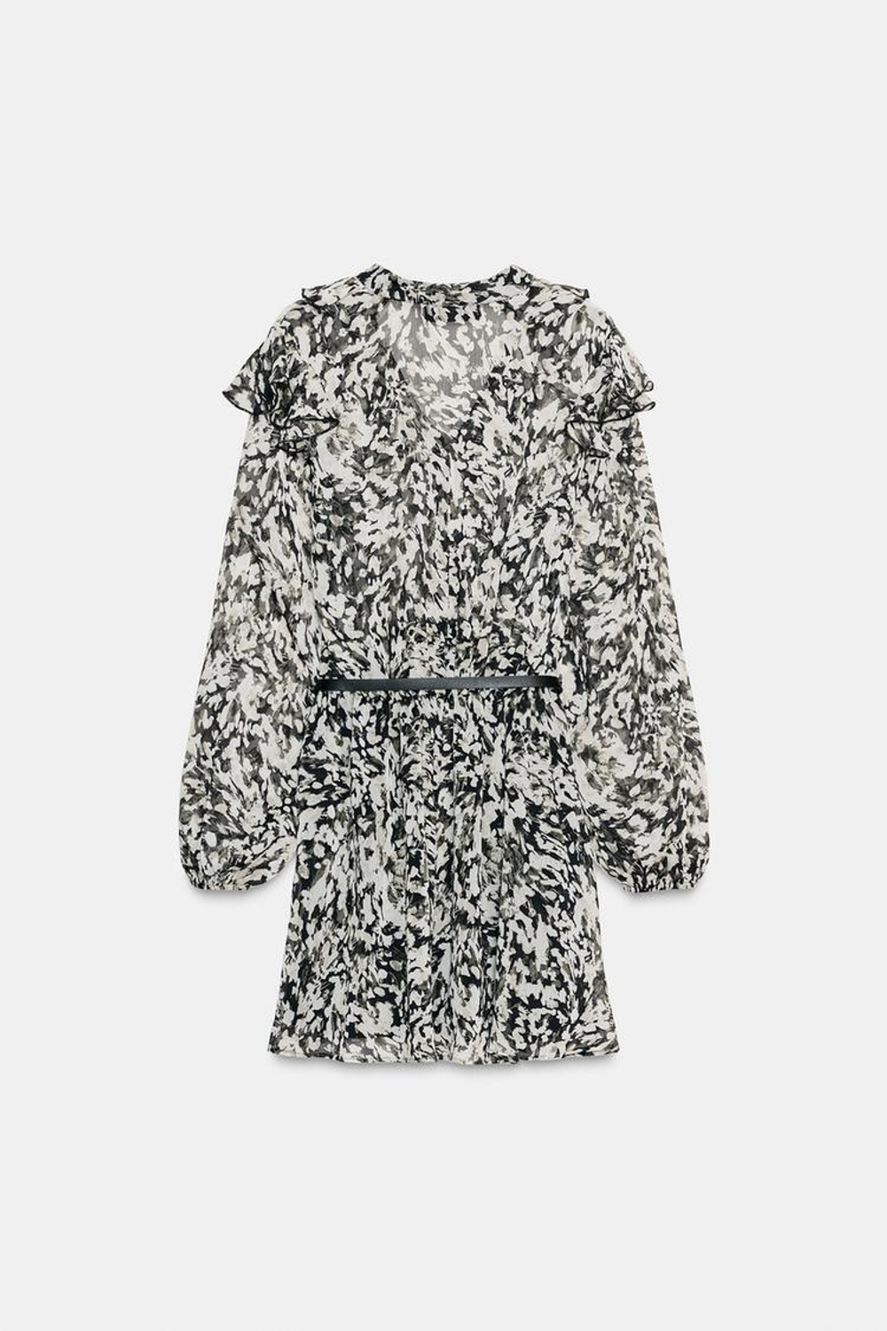 ZARA МИНИ-ПЛАТЬЕ С ПРИНТОМ И РЕМНЕМ, РАЗНОЦВЕТНЫЙ