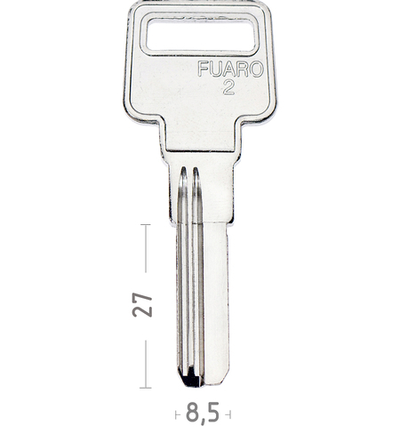 Заготовка вертикального ключа 10426 FUARO 2 (2паза) КНР