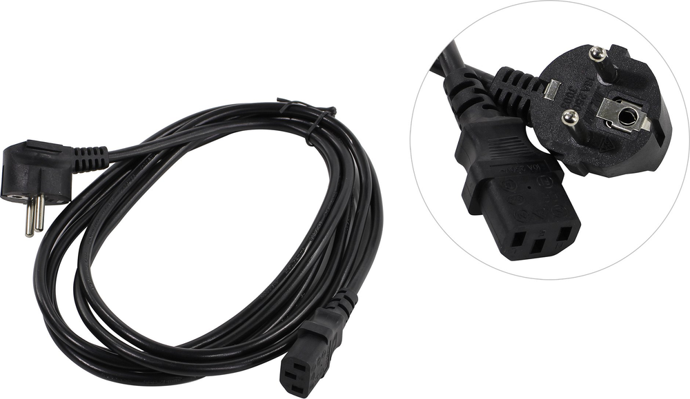 Cablexpert &lt;PC-186-VDE-3M&gt; Кабель компьютер - розетка 220V 3м Европейский стандарт, Г-образный
