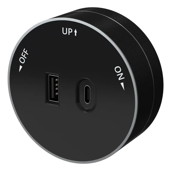 MULTITRACK Розетка 2хUSB (тип А+С) 18 Вт, 5 В/3 А АНТРАЦИТ