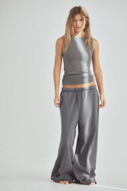 ZARA БРЮКИ STRAIGHT LEG ИЗ МЯГКОЙ ТКАНИ, АНТРАЦИТОВО-СЕРЫЙ