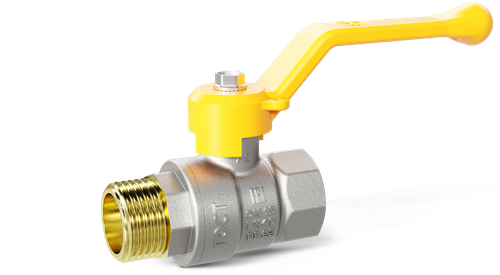 Кран шаровой латунный никелированный для газа внутренняя/наружная резьба рычаг, LD Pride