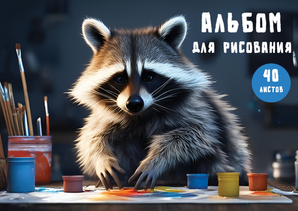 Альбом для рисования А4, 40 л. на гребне Енот
