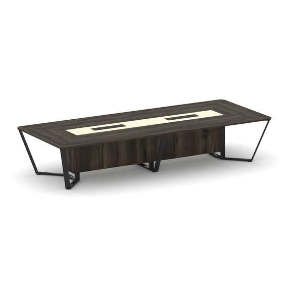 Steel Meet Стол переговорный прямоугольный KM-PR.B.SP-14 Дуб Мали/Ваниль Глянец/Металл Черный 4000*1