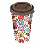 Стакан "IZI-GO" с крышкой 550мл с декором (темно-коричневый)