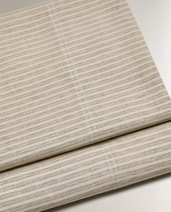 Zara Home - Простыня из окрашенной пряжи в полоску, бежево-серый, 240x280 см