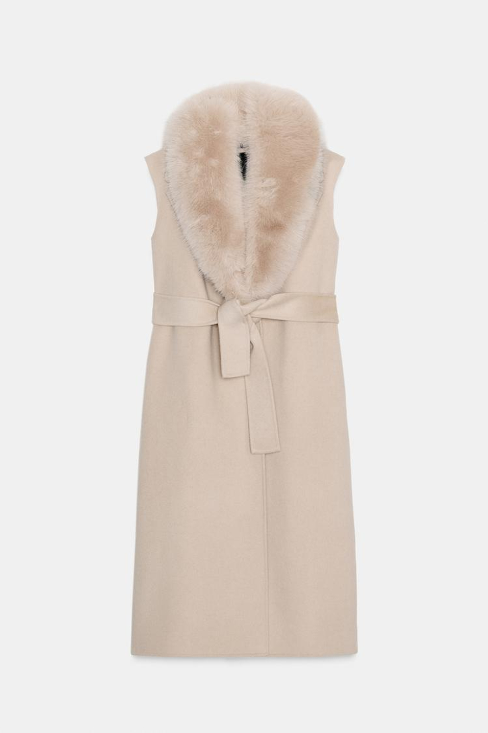 ZARA ЖИЛЕТ С ВОРОТНИКОМ ИЗ ИСКУССТВЕННОГО МЕХА — ZW COLLECTION, ЭКРЮ