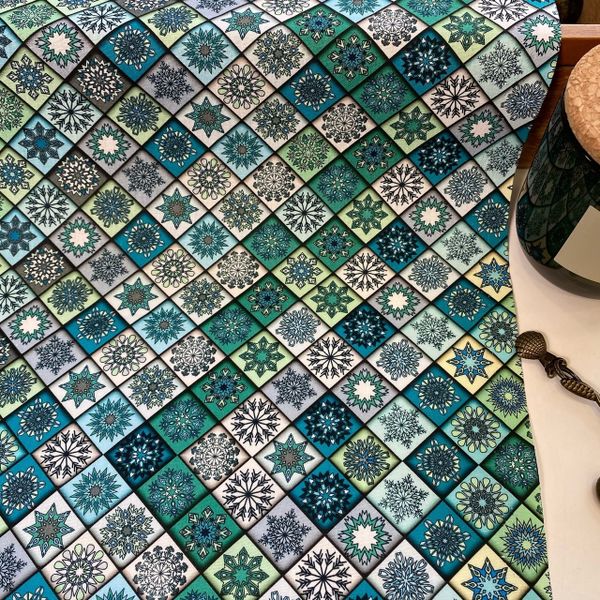МАРРАКЕШ, БИРЮЗОВАЯ ЗВЕЗДА, отрез 80 см, 100% хлопок Handmade Fabrics 4