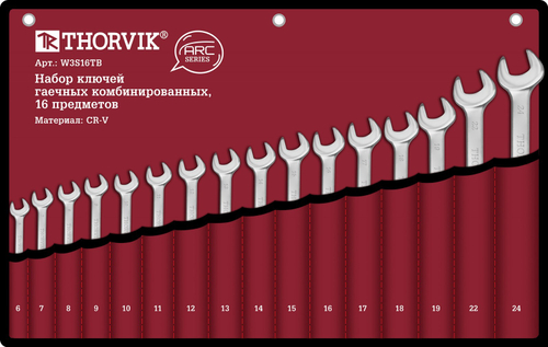 Набор ключей гаечных комбинированных Thorvik W3S16TB