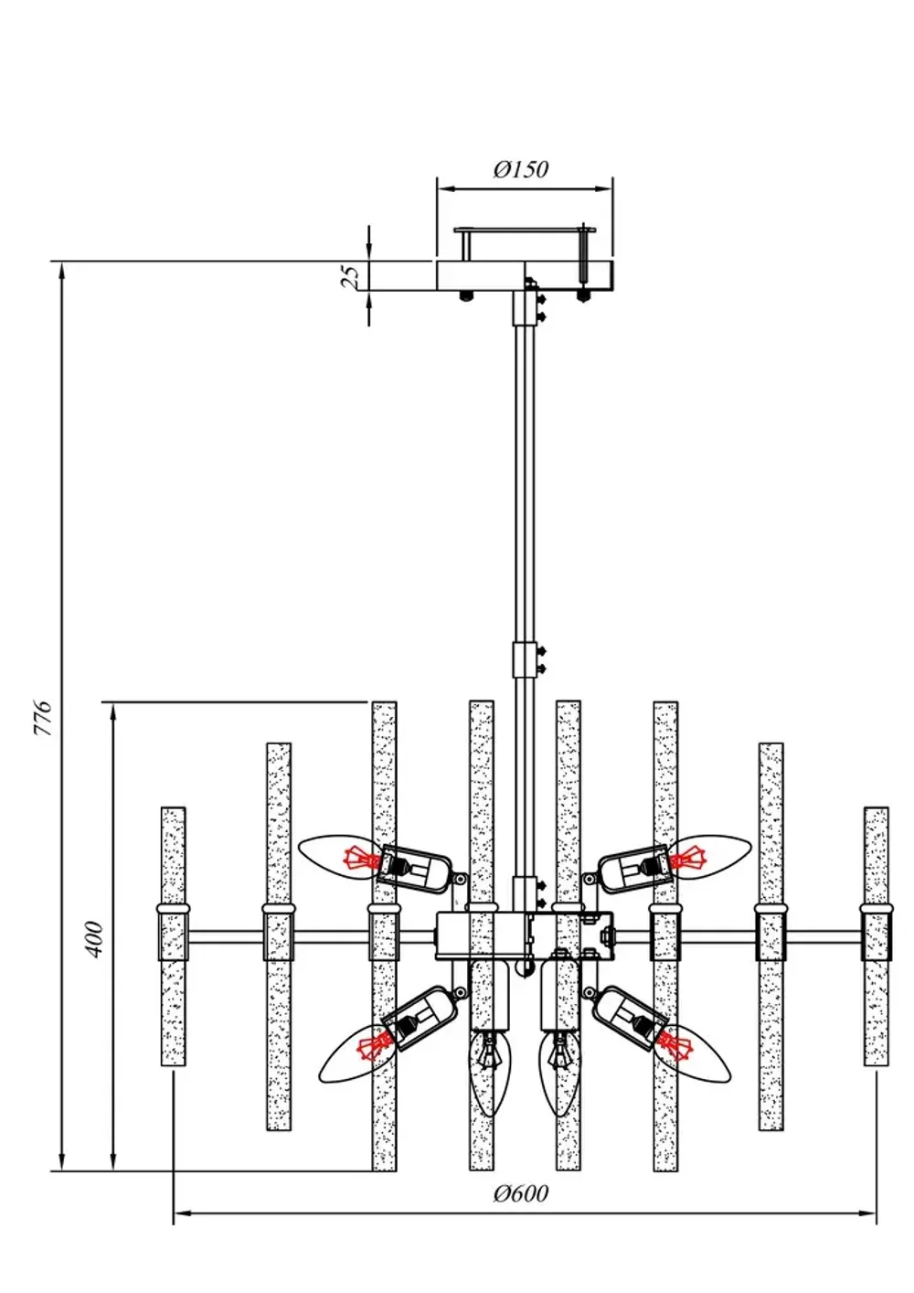 Люстра на штанге ARTE LAMP