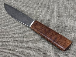 Шкуросъемный нож "Якут" с кованым долом, рукоять мореная карельская береза